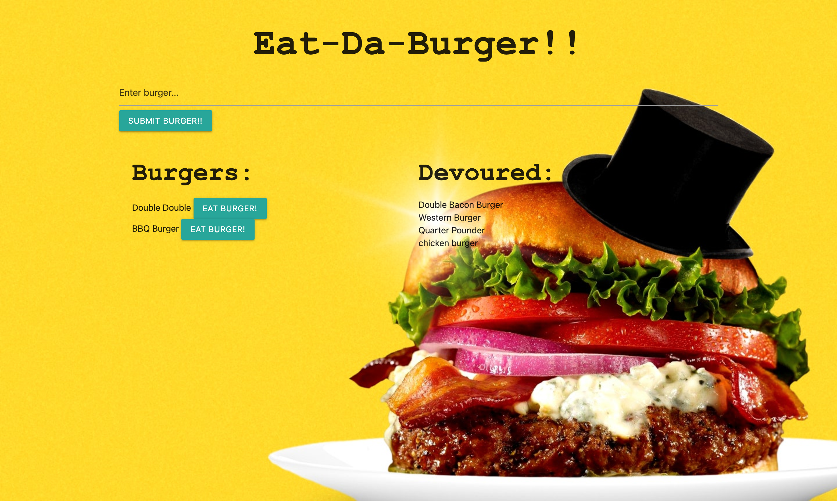 Eat-Da-Burger dashboard