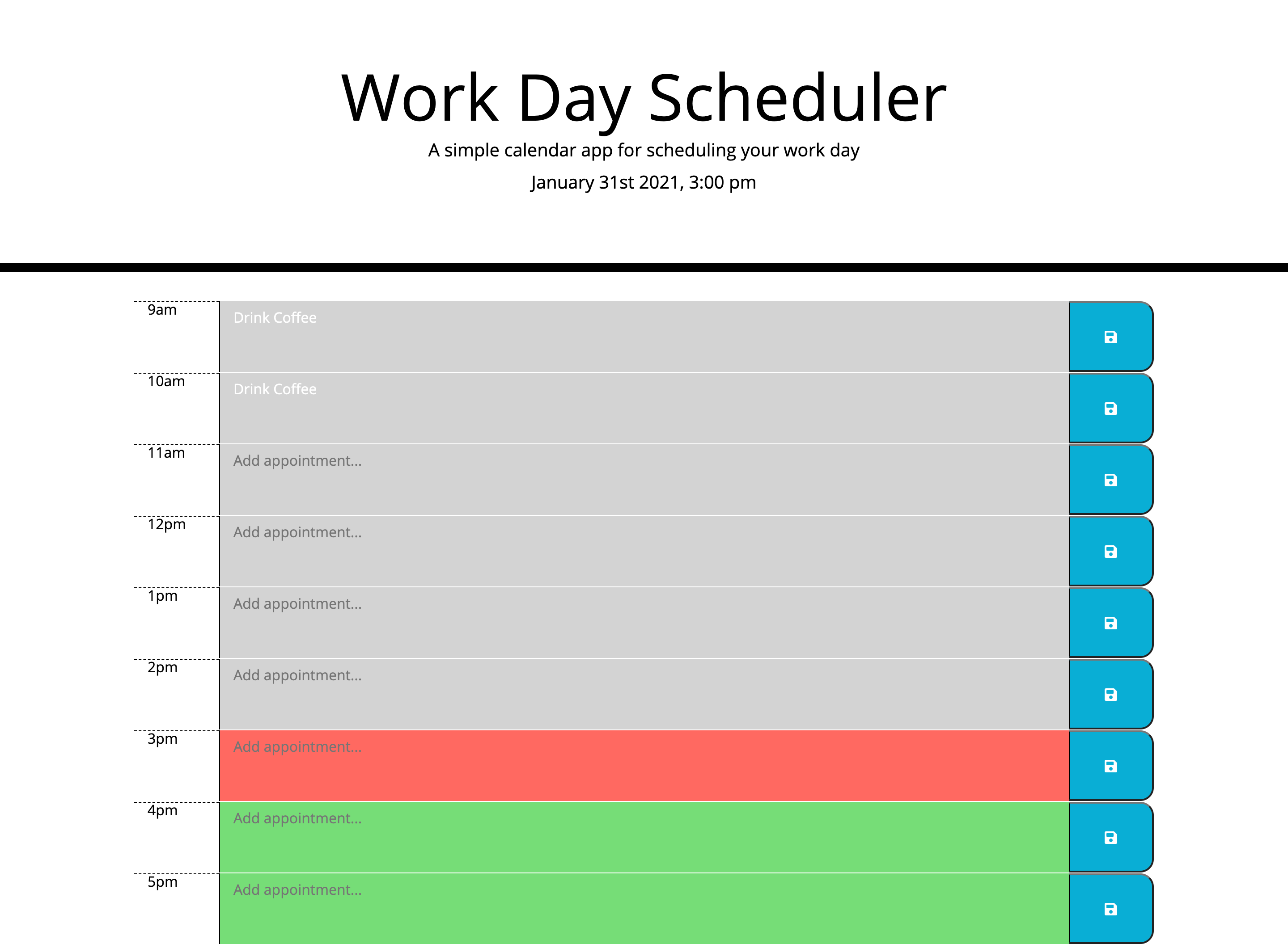 Work Day Scheduler